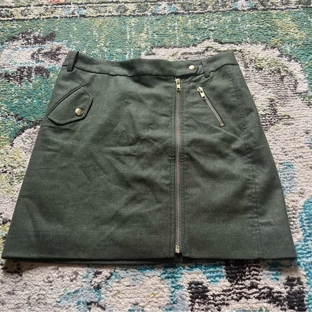 J. Crew olive green wool blend mini skirt